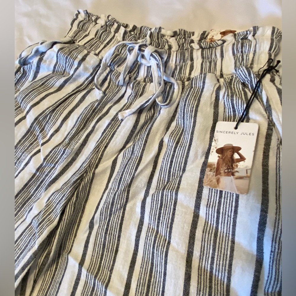 Sincerely Jules Women’s Striped Linen Blend Pants Size Small NWT